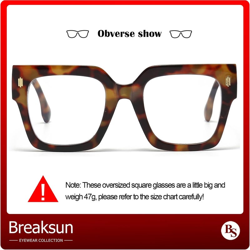 Breaksun Fashion Oversized Blue Light Blocking Glasses for Women Men Trendy Big Square Frame Computer Eyeglasses - Image 4